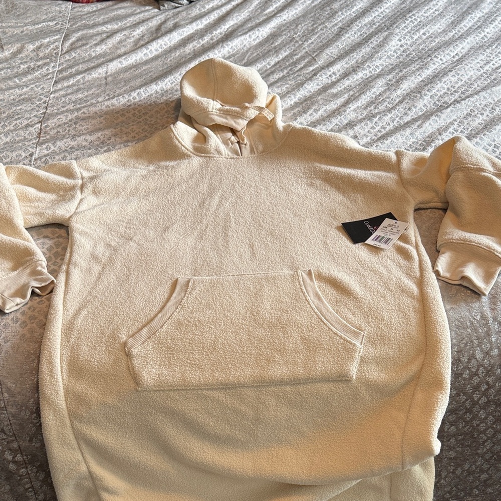 Cuddl Duds Cream Hoodie Sweatshirt Dress - Picture 6 of 8